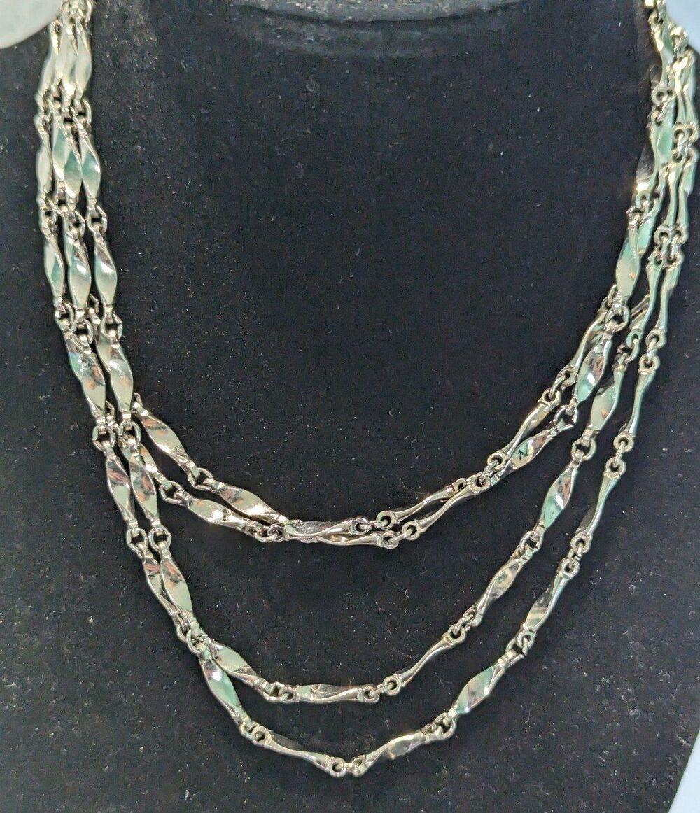 Layering Silver Tone Twisted Linked Necklace